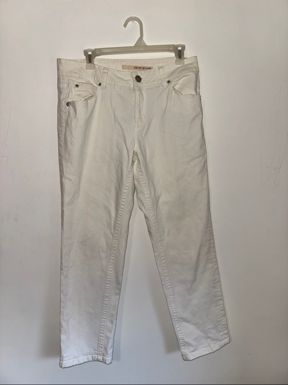 DKNY White Slim Straight Jeans
